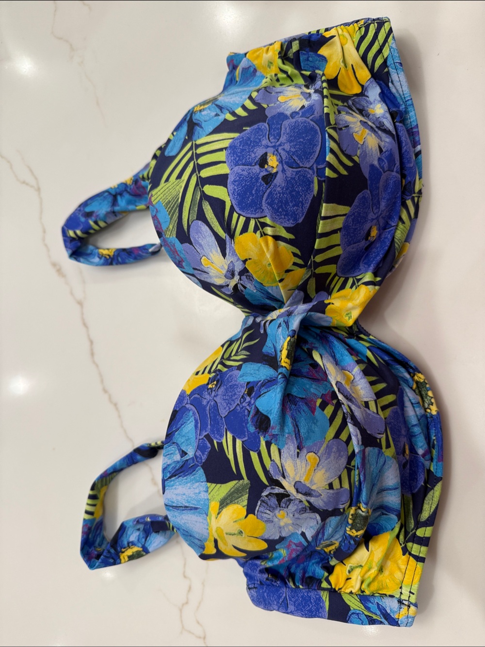 Lands' End Floral Bikini Top in Blue, Yellow & Green